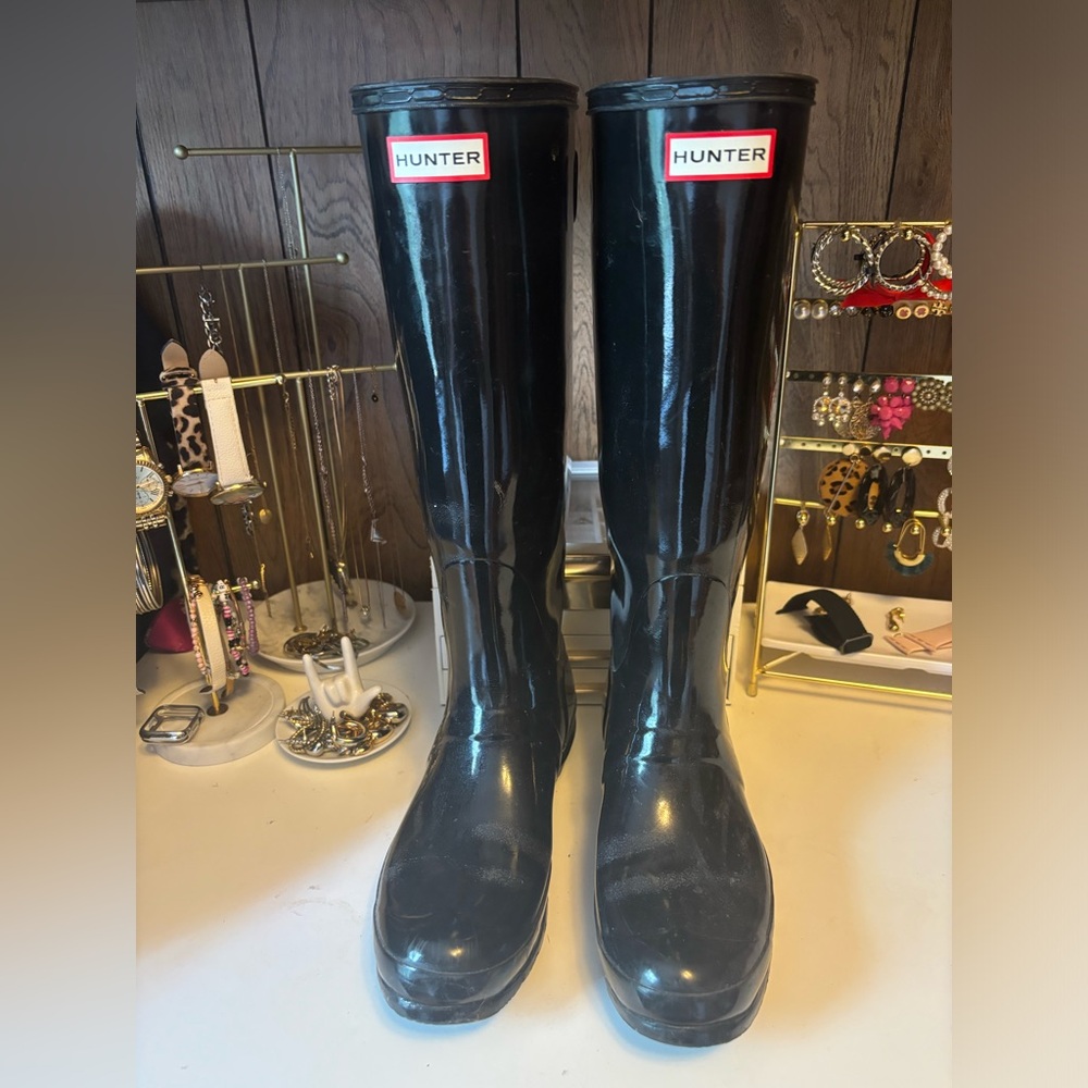Black Wide-Calf Hunter Boots